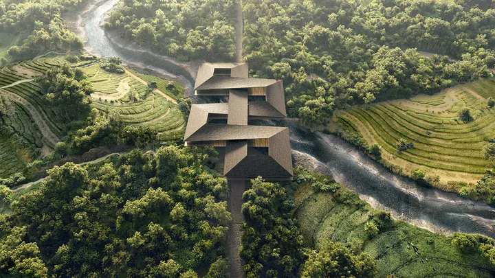 Aerial view of the Gelephu Mindfulness City site in Bhutan