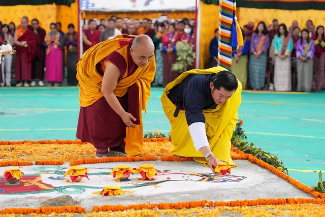 A consecration ceremony held on the cleared ground before construction